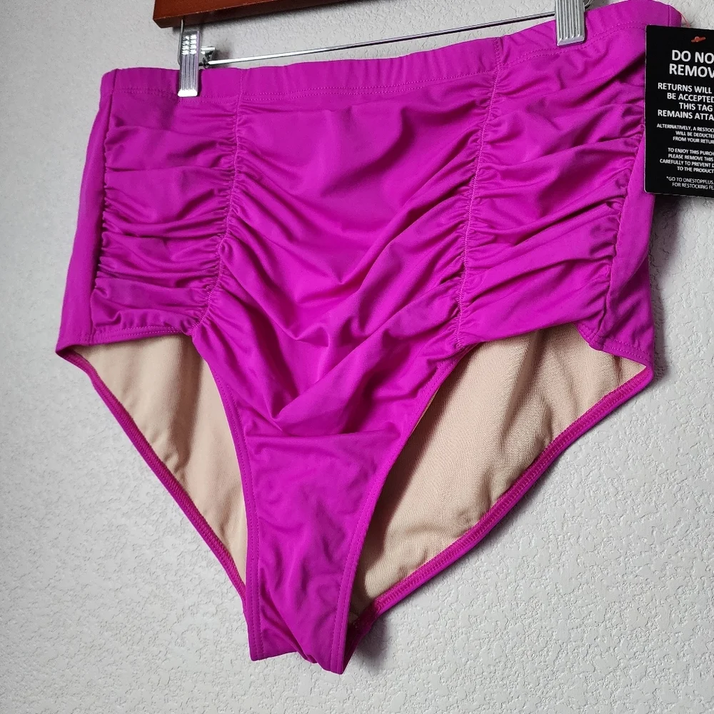 SWIMSUITS FOR ALL‎ NWT High Waisted Bikini Bottom Black Swimwear Size 20 Plus